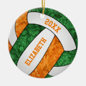 grüne orangefarbene Mädchenvolleyballfarben Keramik Ornament (Vorne)