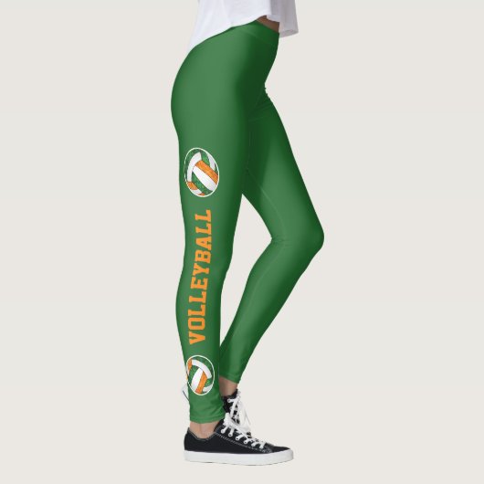 grüne orangefarbene Volleybällchen mit Text nach o Leggings (Rechts)