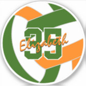 grüne orangefarbene Volleyballfarben Aufkleber (Vorderseite)
