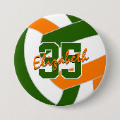 grüne orangefarbene Volleyballfarben Button (Vorderseite)