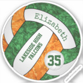 grüne orangefarbene Volleyballmannschaft - Farben Aufkleber (Vorderseite)