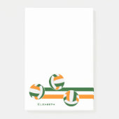 grüne orangefarbene Volleyballs Name des Spielers Post-it Klebezettel (Vorderseite)