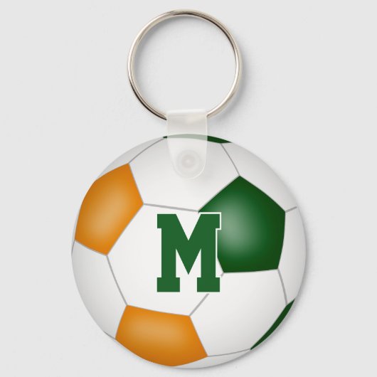 grüne Orangenfußball-Mannschaft gibt Mädchen Junge Schlüsselanhänger (Rückseite)