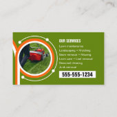 Grüne Orangenlandschaften beim Mähen von Rasenfläc Visitenkarte (Rückseite)