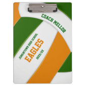 grüne Orangenmannschaft Farben Volleyballtrainer Klemmbrett (Vorderseite)