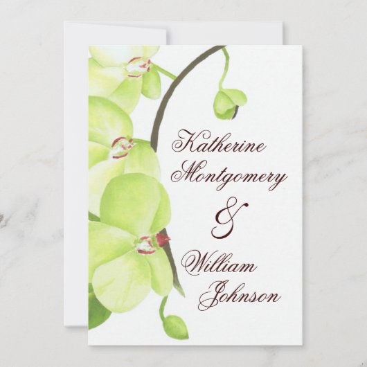 Grüne orchide Hochzeit Einladung (Vorderseite)