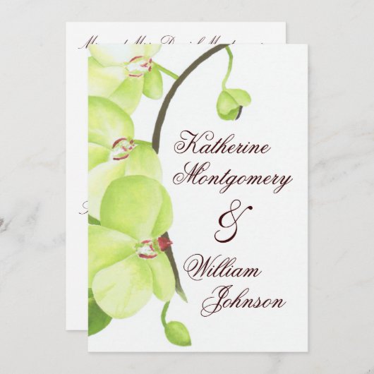 Grüne orchide Hochzeit Einladung (Vorne/Hinten)