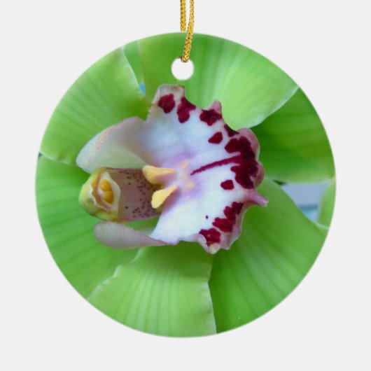 Grüne Orchidee Keramikornament (Vorne)