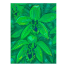 Grüne Orchidee, tropische Blume Blumenpastellfarbe