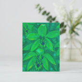 Grüne Orchidee, tropische Blume Blumenpastellfarbe Postkarte (Stehend Vorderseite)