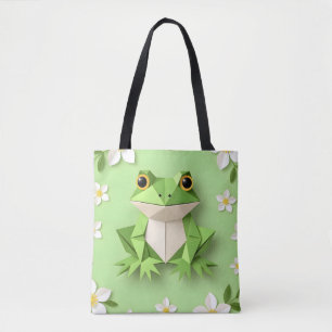 Grüne Origami-Frosch-Tragetasche – Cute Natur-Insp Tasche