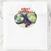 Grüne Ornamente Baubles Runder Aufkleber (Tasche)