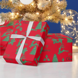 Grüne Ornamente - frohe Weihnachten Geschenkpapier