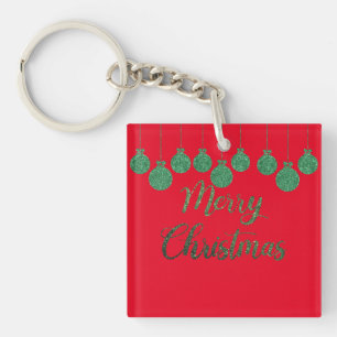 Grüne Ornamente - frohe Weihnachten Schlüsselanhänger