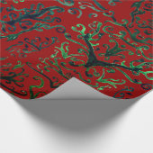 Grüne Ornamente Geschenkpapier (Ecke)