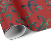 Grüne Ornamente Geschenkpapier (Rolleneckpunkt)