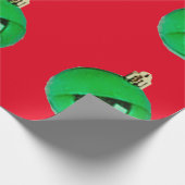 Grüne Ornamente rotes Umschlagpapier Geschenkpapier (Ecke)