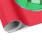 Grüne Ornamente rotes Umschlagpapier Geschenkpapier (Rolleneckpunkt)
