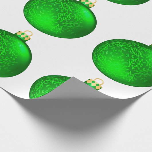 Grüne Ornamente zum Weißwein Geschenkpapier (Ecke)