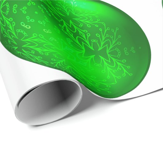 Grüne Ornamente zum Weißwein Geschenkpapier (Rolleneckpunkt)