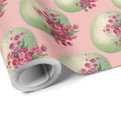 Grüne Ostereier auf rosa Wrapping Paper Geschenkpapier (Rolleneckpunkt)