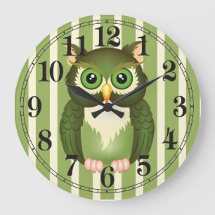Grüne Owl Runde (große Wall-Uhr) Große Wanduhr
