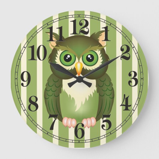 Grüne Owl Runde (große Wall-Uhr) Große Wanduhr (Vorderseite)