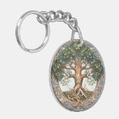 Grüne Paganbaum des Lebens Akryllische Schlüsselanhänger (Vorderseite links)