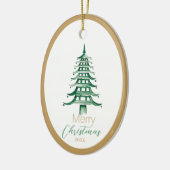 Grüne Pagode Weihnachtsbaum Keramik Ornament (Links)