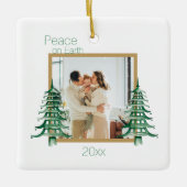 Grüne Pagode Weihnachtsbäume 2Foto Weltfrieden Keramikornament (Vorderseite)