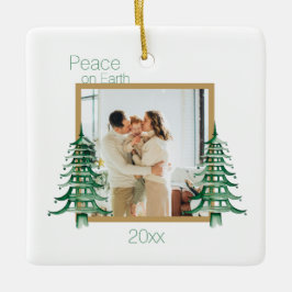Grüne Pagode Weihnachtsbäume 2Foto Weltfrieden Keramikornament