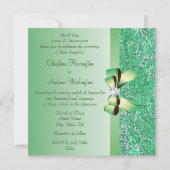 Grüne Paillette-, Bogen-u. Diamant-Hochzeit lädt Einladung (Rückseite)