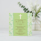 Grüne PAISLEY Baby Girl Taufe Einladung (Stehend Vorderseite)