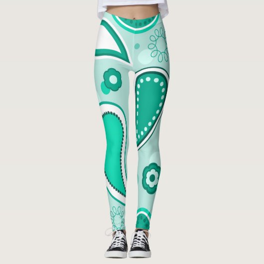 grüne Paisley-Leggings Leggings (Vorderseite)