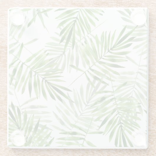 Grüne Palmblätter Glasuntersetzer (Rückseite)