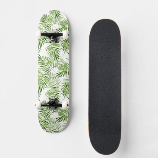 Grüne Palmblätter Skateboard (Vorderseite)