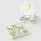 Grüne Palmblätter Steinuntersetzer (Seitenansicht)