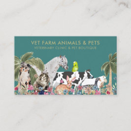 Grüne Palme Bauernhof Tierkatze Hunde Bird Pet Visitenkarte
