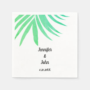Grüne Palme Blätter Aquarell Elegante Coole Hochze Serviette