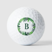 Grüne Palme Blätter florale Monogramm Golfball (Vorderseite)