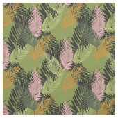Grüne Palme Blätter mit Senf und Rosa Highlights Stoff (Muster)