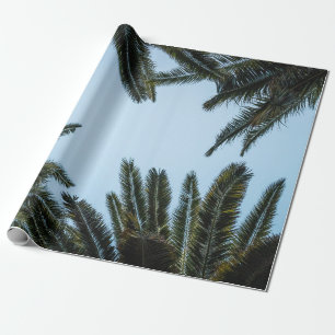 GRÜNE PALME UNTER WEISSEM HIMMEL GESCHENKPAPIER