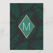 Grüne Palme verlässt schwarze Rosen-Goldhochzeit Menükarte (Rückseite)