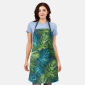 Grüne Palmen Blätter Dschungelmuster Schürze (Getragen)