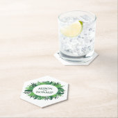 Grüne Palmen Blätter Hochzeitnamen Untersetzer (Vor Ort)