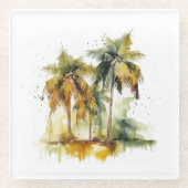 Grüne Palmen mit Kokospalmen Wassertropen Glasuntersetzer (Vorderseite)