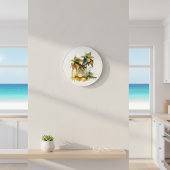 Grüne Palmen mit Kokospalmen Wassertropen Große Wanduhr