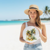 Grüne Palmen mit Kokospalmen Wassertropen Große Wanduhr