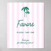 Grüne Palmen Rosa Streifen Favoriten Poster (Vorne)