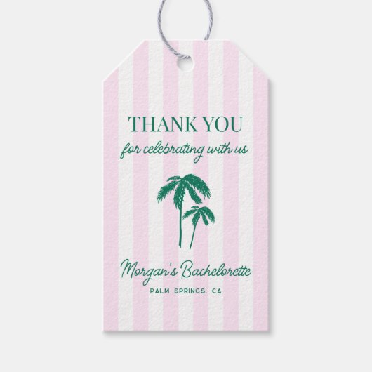 Grüne Palmen Rosa Streifen Geschenkanhänger (Vorderseite)